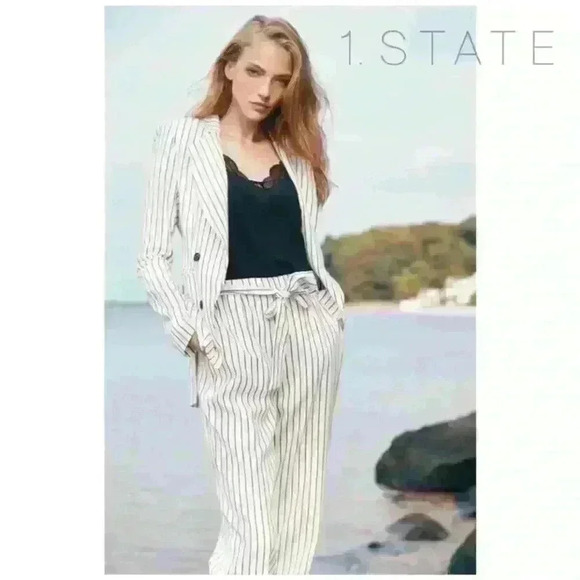 1.STATE Striped Double-Breasted Office Siren Corpcore Blazer Size 00‎ - Picture 3 of 6